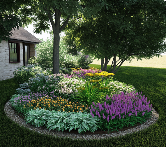 Flowerbed in a shaded place